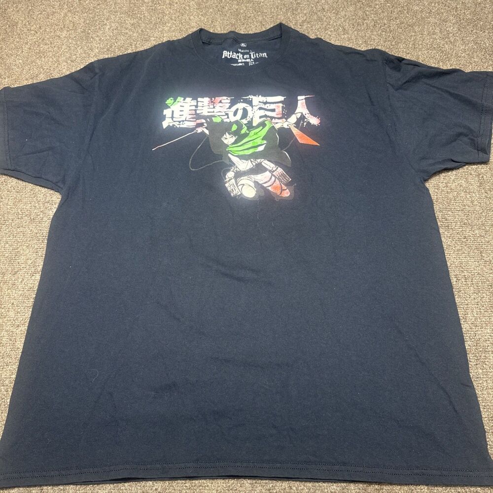 Attack On Titan Shirt Mens XL Black Anime Captain Levi Scout 2 Sided Graphics